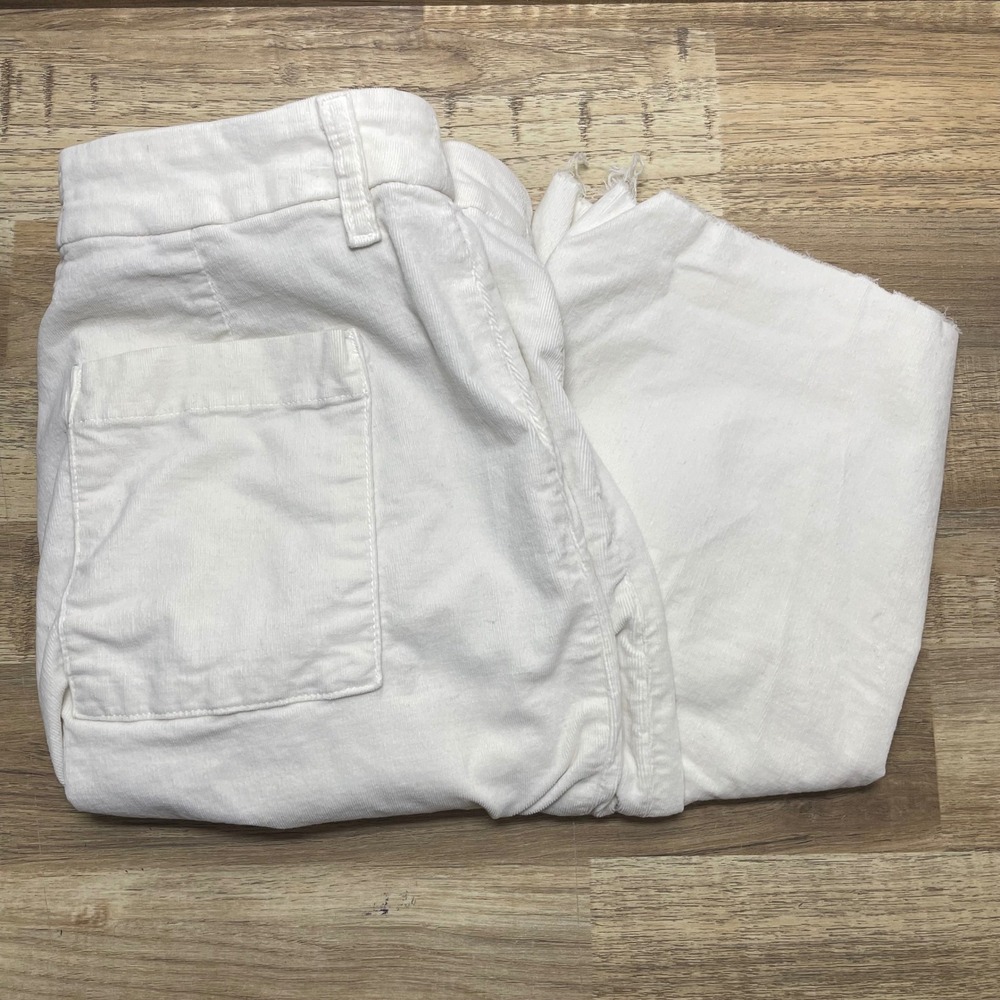 Frank & Eileen Kinsale White Italian Performance Micro Corduroy Raw Hem Pants 10